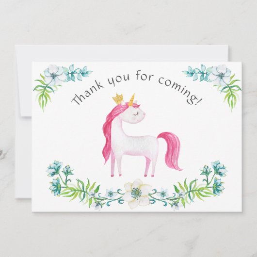 Aquarelle Floral rose Unicorn Merci (Devant)