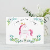 Aquarelle Floral rose Unicorn Merci (Debout devant)
