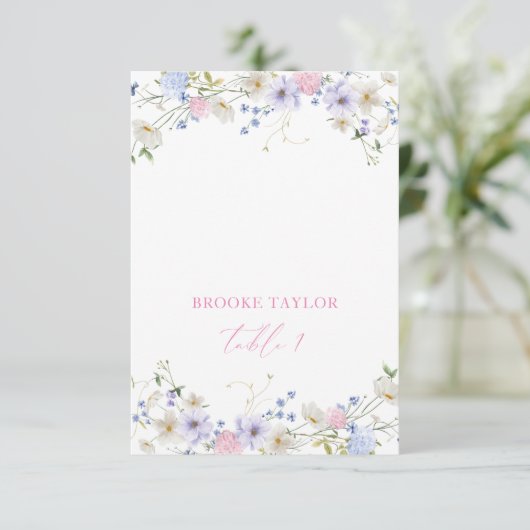 Aquarelle Floral rose violet Table Place Carte (Debout devant)