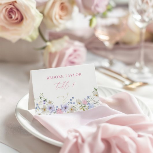 Aquarelle Floral rose violet Table Place Carte