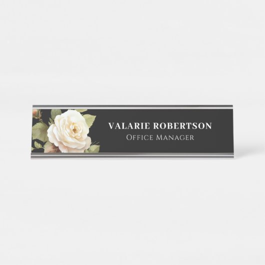 Aquarelle Floral Roses Nom Plaque (Devant)