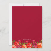 Aquarelle Floral Rouge Orange Brunch Invitations m (Dos)