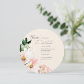 Aquarelle Floral Round Menu Invitation (Debout devant)
