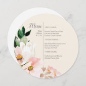 Aquarelle Floral Round Menu Invitation (Devant / Derrière)