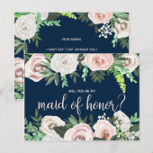 Aquarelle Floral Serez-Vous Ma Carte D'Honneur Mai (Devant / Derrière)