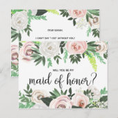 Aquarelle Floral Serez-Vous Ma Carte D'Honneur Mai (Devant / Derrière)
