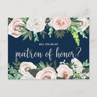 Aquarelle Floral Serez-Vous Ma Carte D'Honneur Mat