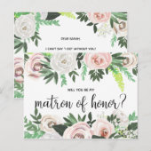 Aquarelle Floral Serez-Vous Ma Carte D'Honneur Mat (Devant / Derrière)