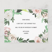 Aquarelle Floral Serez-Vous Ma Carte D'Honneur Mat (Dos)