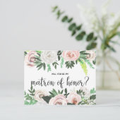 Aquarelle Floral Serez-Vous Ma Carte D'Honneur Mat (Debout devant)