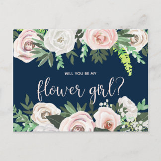 Aquarelle Floral Serez-Vous Ma Carte Fille Fleur