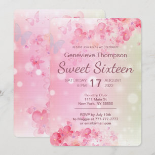 Aquarelle Floral Sweet sixteen Party Invitation