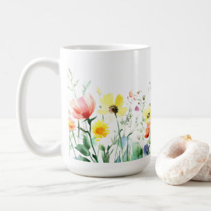 Aquarelle Floral 🌺 tasse de café artistique 15oz