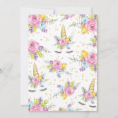 Aquarelle Floral Unicorn Baby Shower Invitations (Dos)