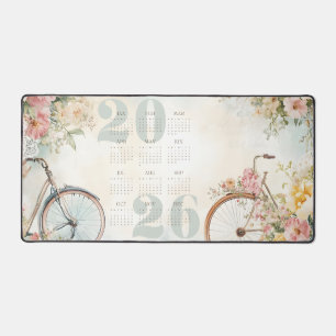 Aquarelle Floral Vélos Vintages Calendrier 2026