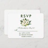 Aquarelle Floral Vert Blanc Mariage RSVP GS (Devant / Derrière)