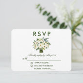 Aquarelle Floral Vert Bouquet Blanc Mariage RSVP (Debout devant)