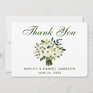 Aquarelle Floral Vert Mariage blanc Merci B