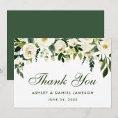 Aquarelle Floral Vert Mariage blanc Merci GB (Devant / Derrière)