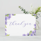 Aquarelle Floral Violets Mariage Carte de remercie (Debout devant)