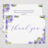 Aquarelle Floral Violets Mariage Carte de remercie (Devant / Derrière)