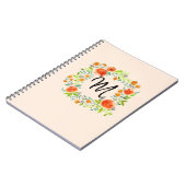 Aquarelle Floral Wreath Monogramme Carnet (Côté gauche)