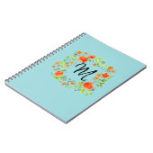 Aquarelle Floral Wreath Monogramme Carnet (Côté gauche)