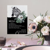 Aquarelle Floral Zebra Safari Menus Mariages
