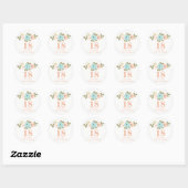 Aquarelle florale 18e Sticker fille anniversaire (Feuille)