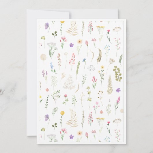 Aquarelle florale Alphabet ABC Invitation d'annive (Dos)