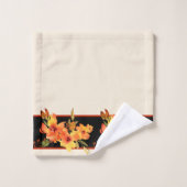 Aquarelle florale automnale orange (Gant de toilette)