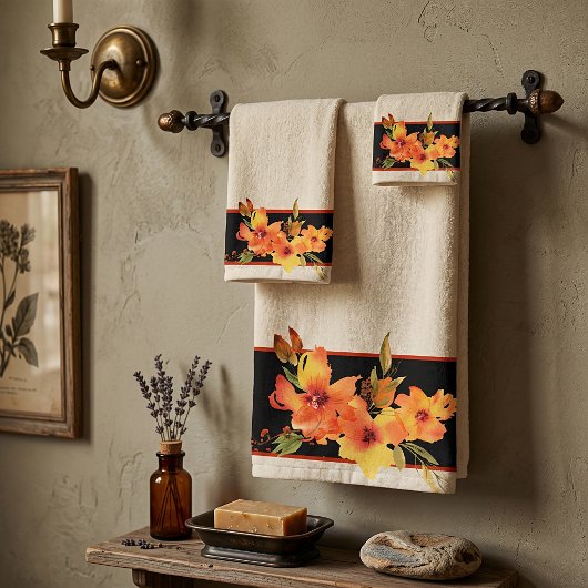 Aquarelle florale automnale orange
