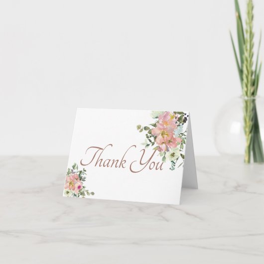 Aquarelle florale blush and eggshell Merci voiture (Devant)