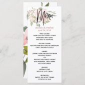 Aquarelle florale Blush et Rose Gold Mariage Menu (Devant / Derrière)