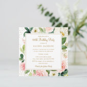 Aquarelle florale Blush or 100e Invitation d'anniv (Debout devant)