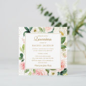 Aquarelle florale Blush or Quinceanera Invitation (Debout devant)