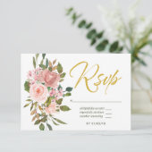 Aquarelle florale Blush Rose et Gold Wedding RSVP (Debout devant)