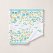 Aquarelle Florale Bordure Turquoise (Gant de toilette)