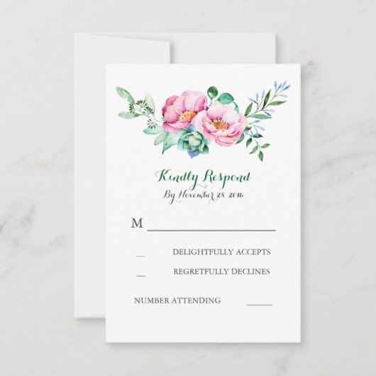 aquarelle florale bouquet mariage rsvp (Devant)