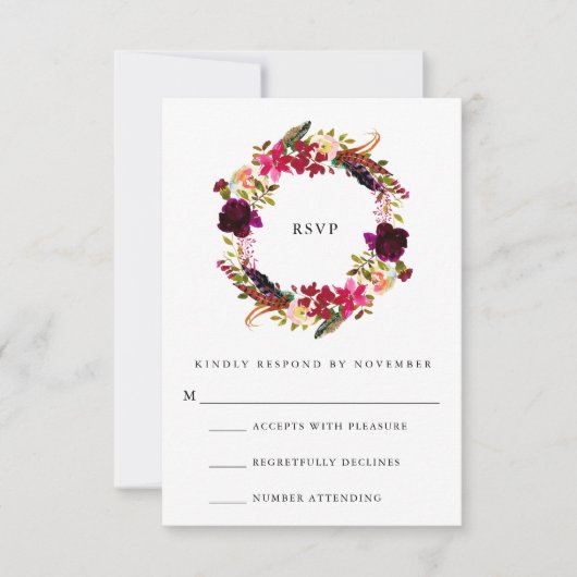 Aquarelle florale Bourgogne RSVP (Devant)