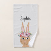 Aquarelle florale branchée Rabbit and Name (Serviette à main)