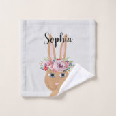 Aquarelle florale branchée Rabbit and Name (Gant de toilette)