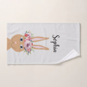 Aquarelle florale branchée Rabbit and Name (Serviette à main)