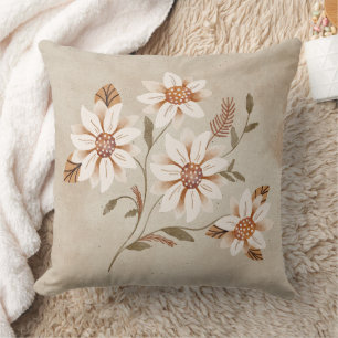 Aquarelle florale Brown et oreiller à lancer de ta