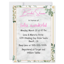 Aquarelle Florale Cadre nuptiale Douche Invitation