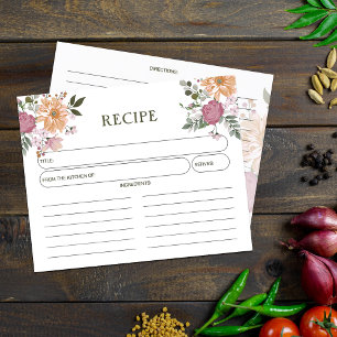 Aquarelle florale, Carte de recette de cuisine
