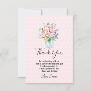 aquarelle florale, carte de remerciements