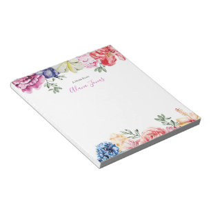 Aquarelle florale colorée personnalisée Bloc-notes