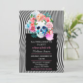 Aquarelle Florale Crâne avec stries Invitation (Debout devant)