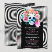 Aquarelle Florale Crâne avec stries Invitation (Devant / Derrière)